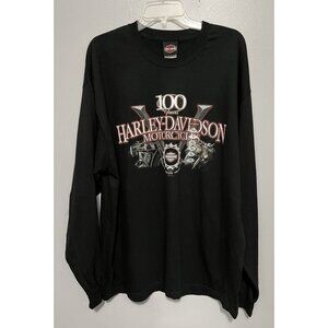 Harley Davidson Heritage Black LS T-Shirt Made in USA Hal's HD New Berlin, WI
